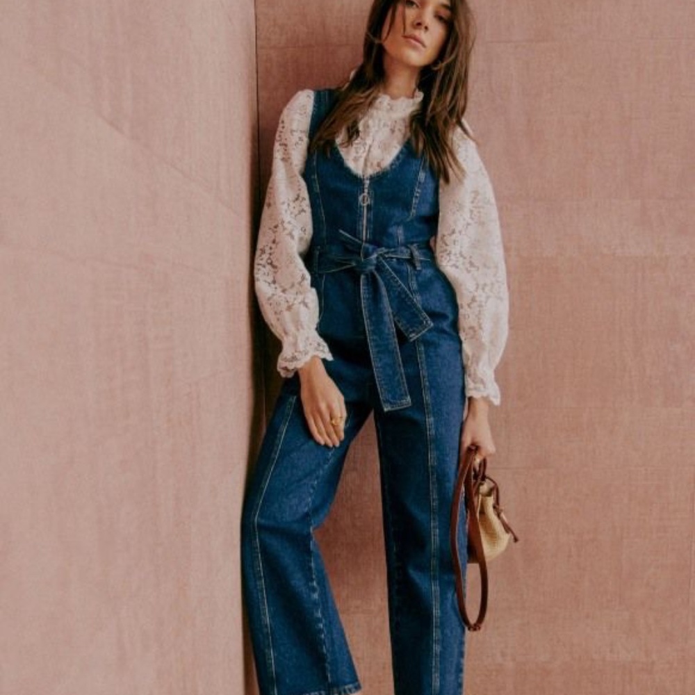 Sezane Selene Jumpsuit Dark Blue - Size 34/2